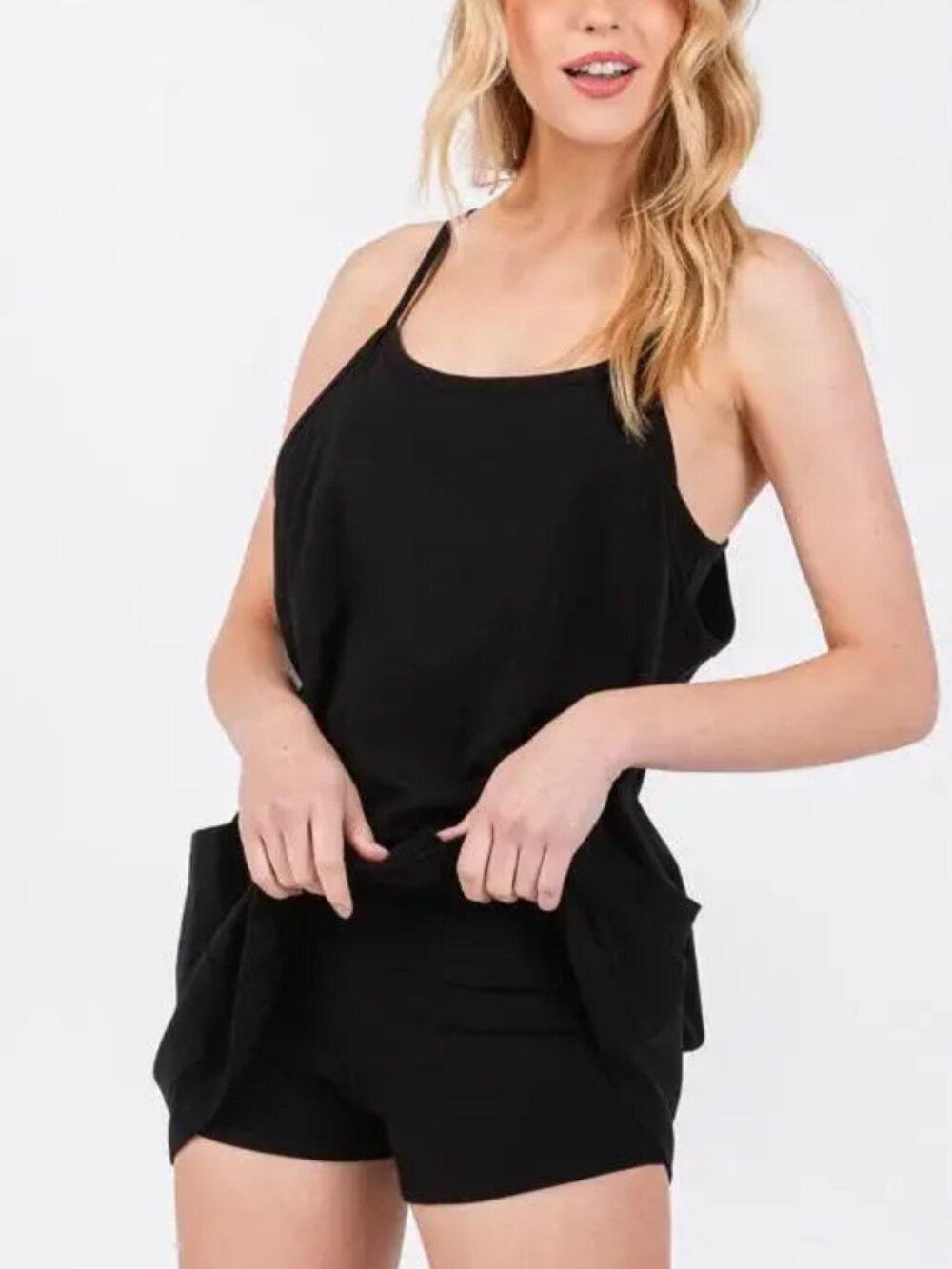 LISTICLE Cotton Cami Mini Dress with Romper Lining